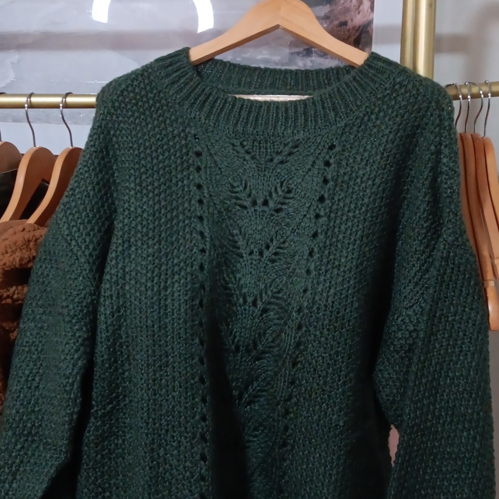 Anthropologie Green Cowl Neck Sweater